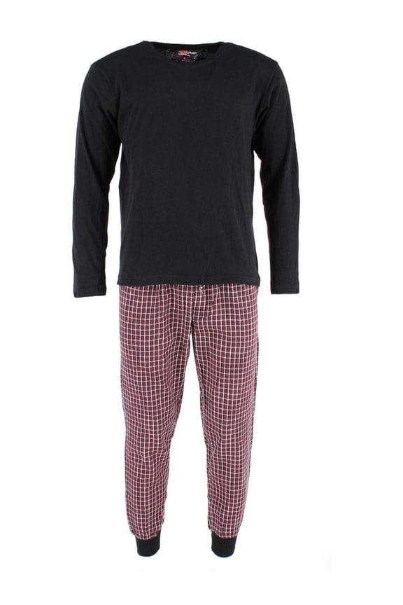 Plaid Jogger and Crew Long Sleeve Pajama Set (Men)