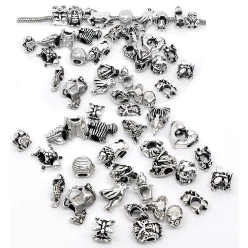 Ten assorted Animal Charm Beads for Snake Chain Charm Bracelet