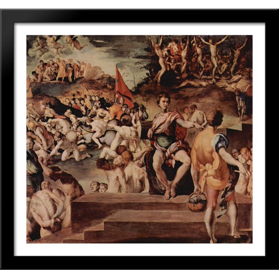 Ten thousand martyrs 30x28 Large Black Wood Framed Print Art by Jacopo Pontormo