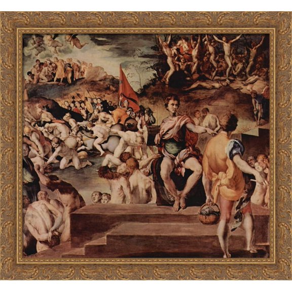 Ten thousand martyrs 30x28 Large Gold Ornate Wood Framed Canvas Art by Jacopo Pontormo