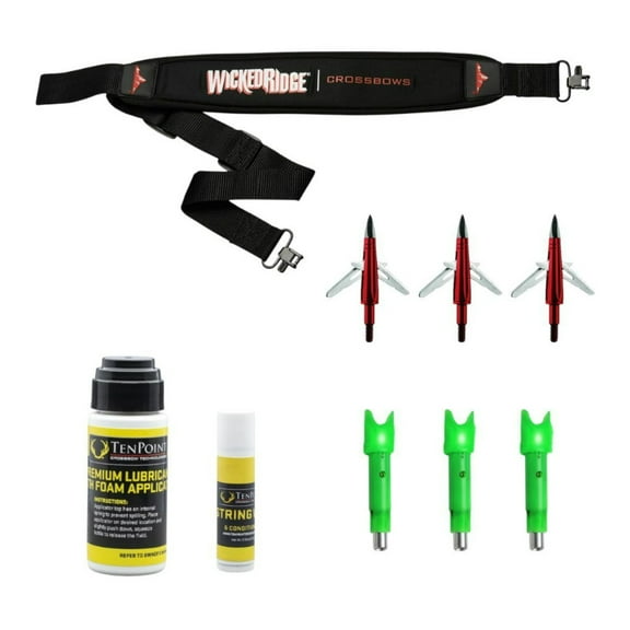 TenPoint Wicked Ridge Ready-to-Hunt Accessory Package with Green LED Nocks and Broadhead Arrows