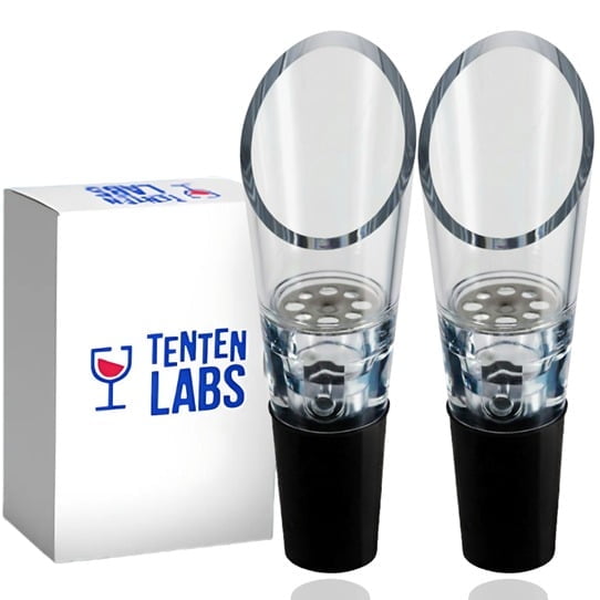 TenTen Labs Wine Aerator Pourer (2-pack) - Decanter Premium Aerating Spout - Gift Box Included
