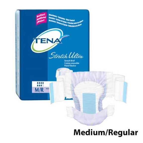 Tena Ultra Stretch Medium/Regular Briefs Case, 72 Count