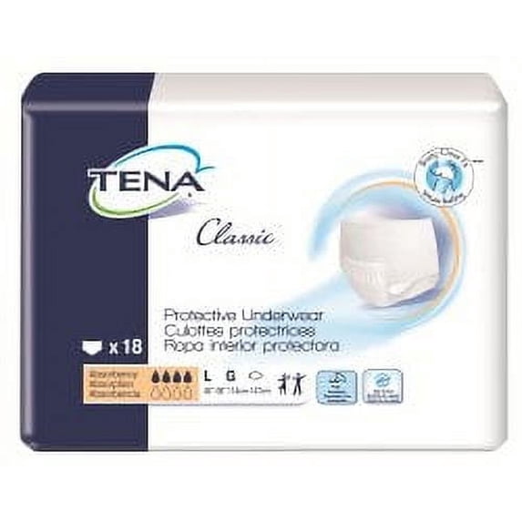 Tena Classic Protective Incontinence Underwear, Moderate Absorbency, Large, 18 Ct, Pack of 4