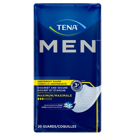 TENA Incontinence Guards for Men, Maximum, 20 Count