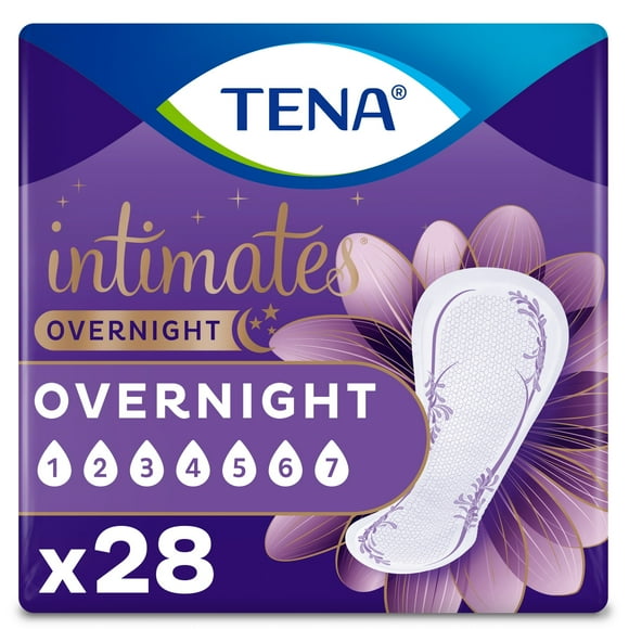 Tena Incontinence Pads, Bladder Control & Postpartum for Women, Overnight Absorbency, Sensitive Care, 28 Count
