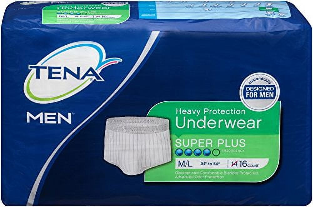 Tena Incontinence Underwear for Men, Protective, Medium/Large, 16 Count