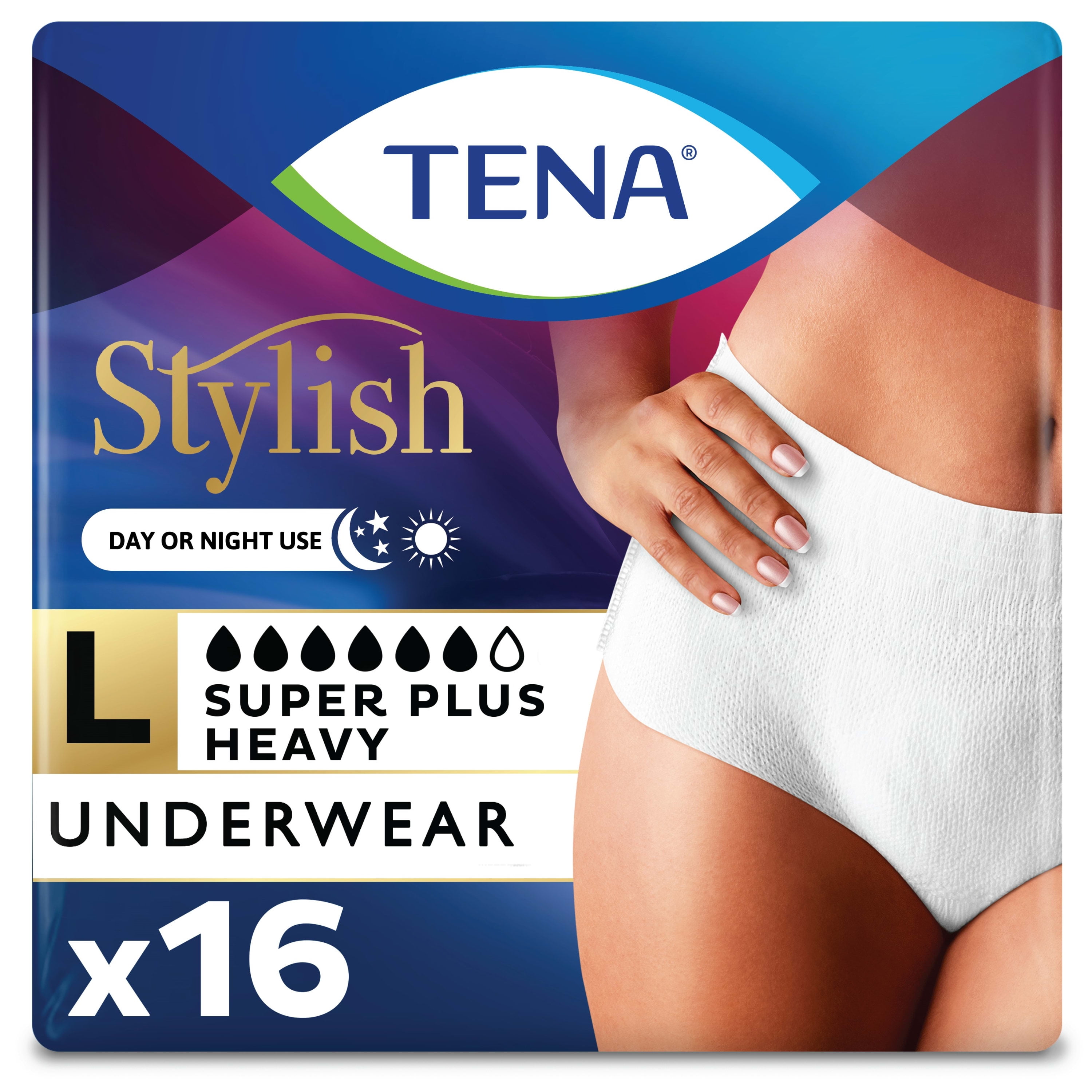 Tena Incontinence Underwear for Women, Super Plus, L, 16 Ct 