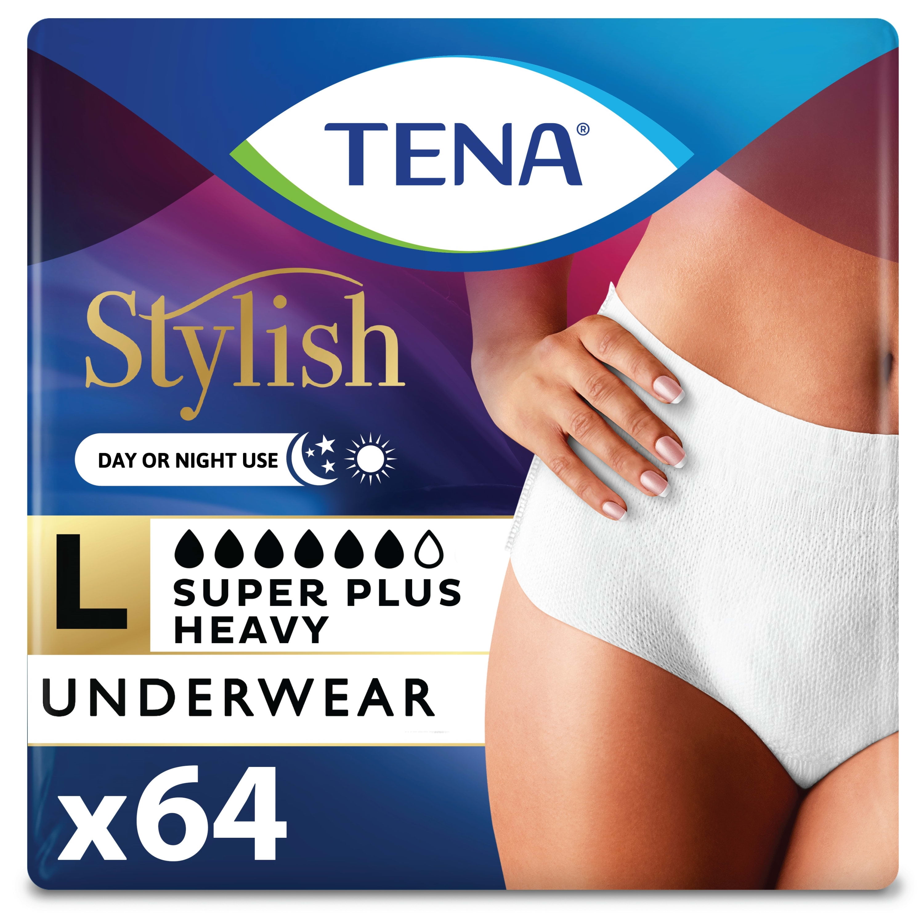 Tena Incontinence Underwear for Women, Super Plus, L, 64 Ct