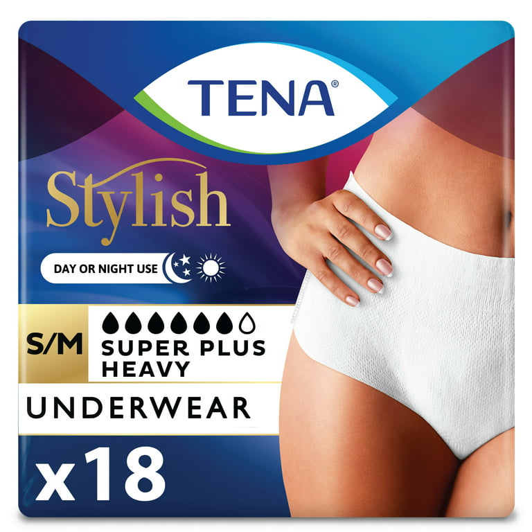 Tena Incontinence Underwear for Women, Super Plus, S/M, 18 Ct