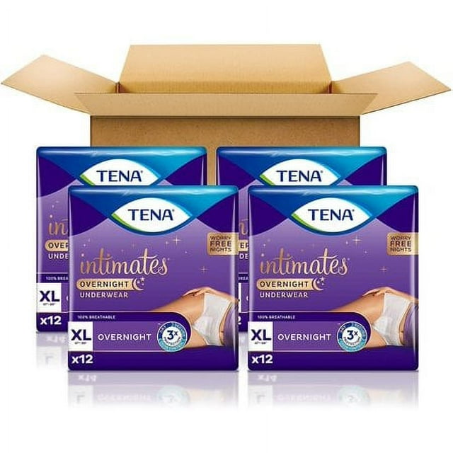 Tena Incontinence Underwear for Women, for Overnight, XLarge, 48 Count