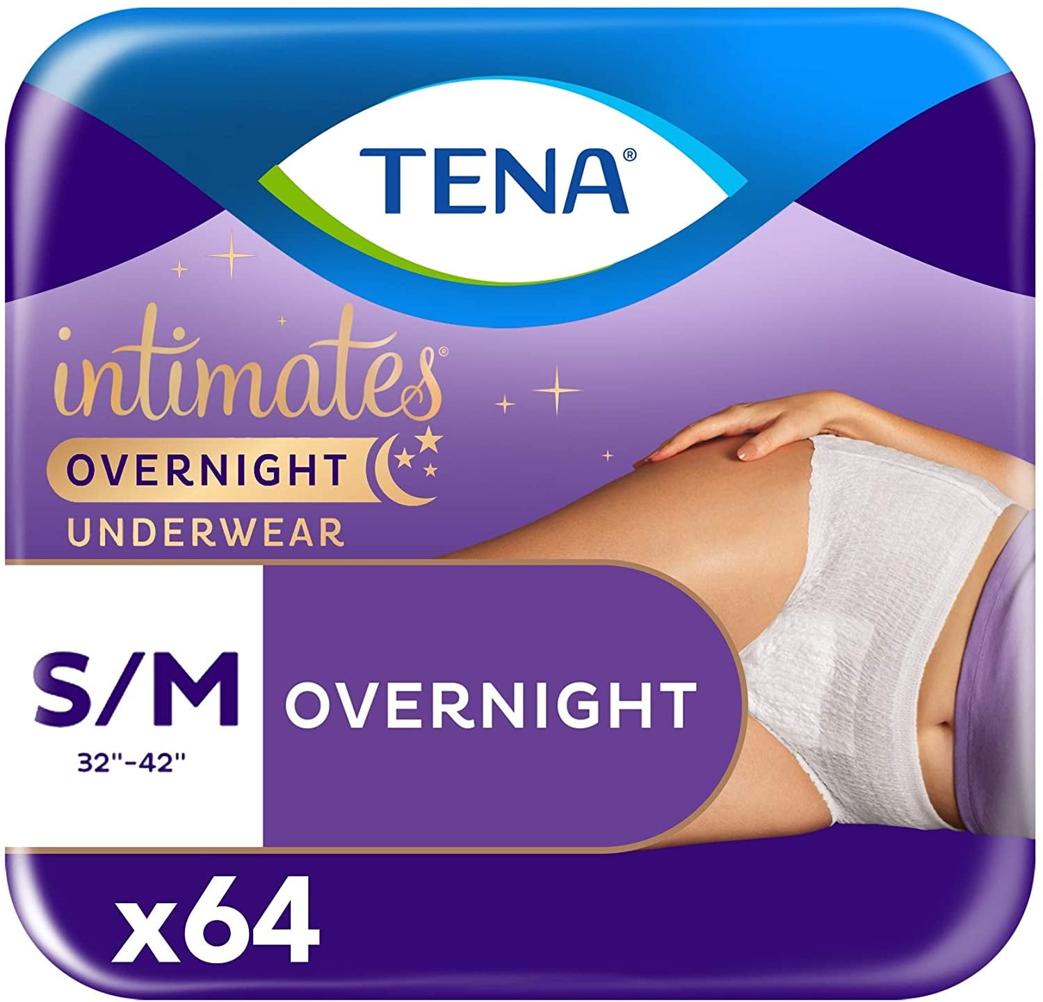 Tena Intimates Incontinence Overnight Underwear for Women, Size Small / Medium, 64 ct