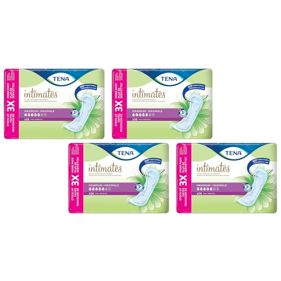 Tena Intimates Incontinence Pads Maximum Absorbency, 56 Count - Pack of 4