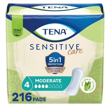 Tena Intimates Moderate Absorbency Incontinence Pads, 216 Count