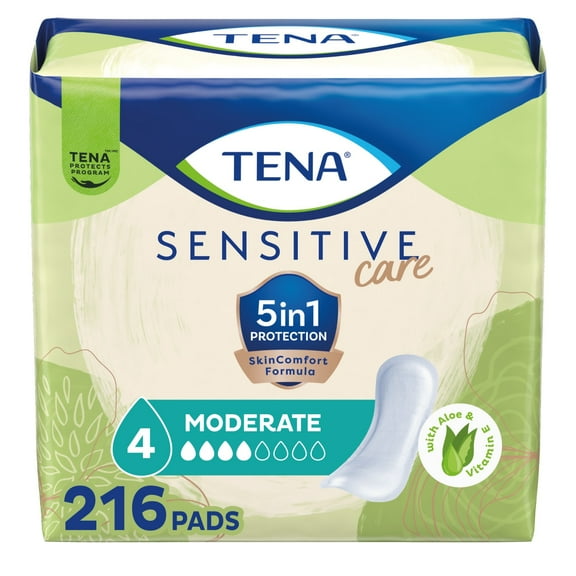 Tena Intimates Moderate Absorbency Incontinence Pads, 216 Count