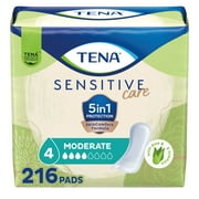 TENA Sensitive Care Moderate Absorbency Incontinence Pads, 216 Count
