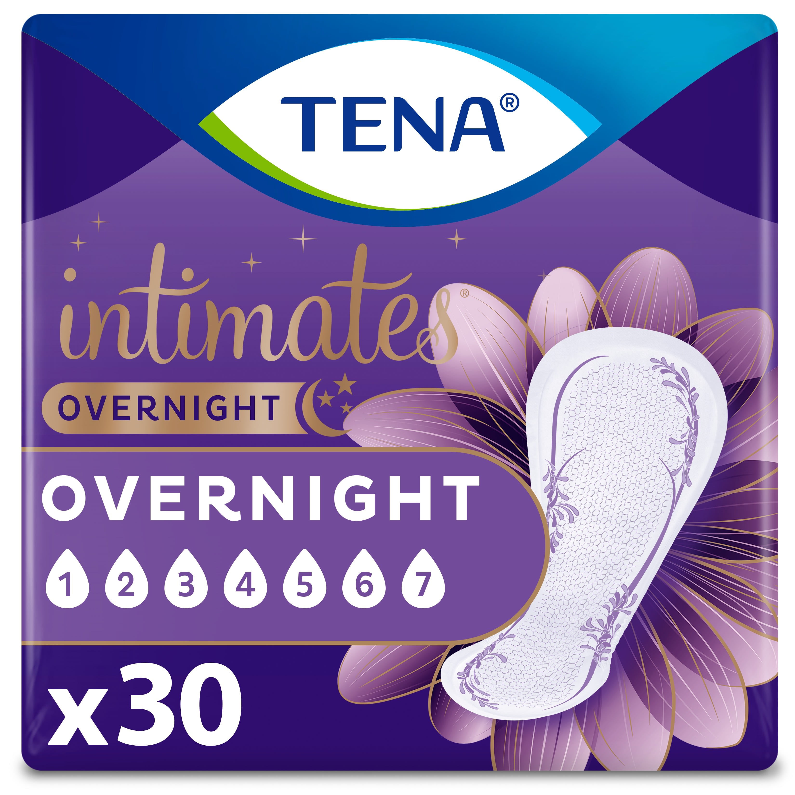 Tena Intimates Overnight Bladder Control Pad, 30 Count 