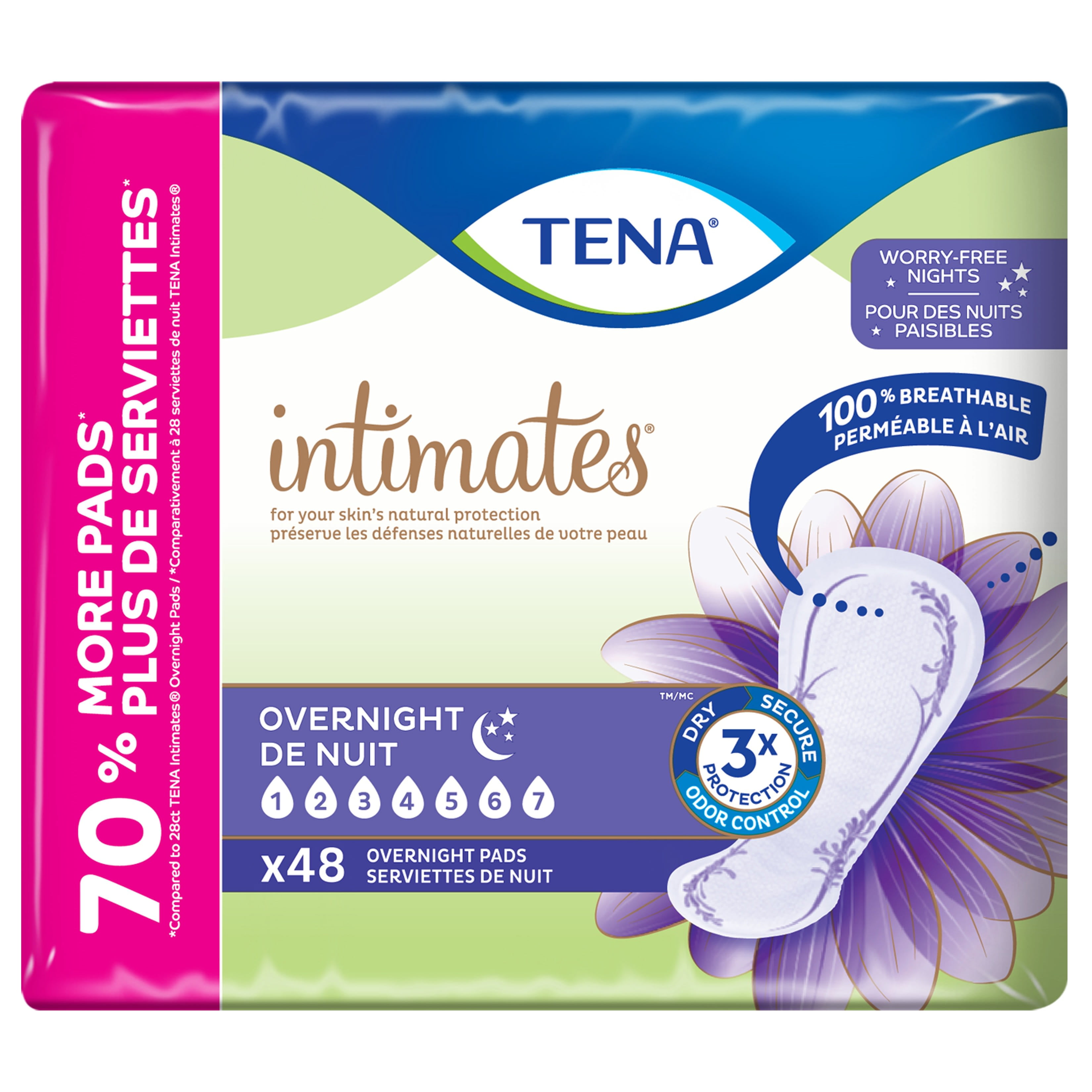 Tena Intimates Overnight Pad, 48 Count 