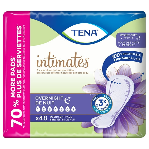 Tena Intimates Overnight Pad, 48 Count