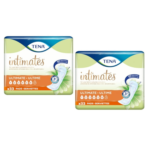 Tena Intimates Ultimate Regular Pad, 33 Count ( 2 Packs of 33 Counts | 66 counts total)