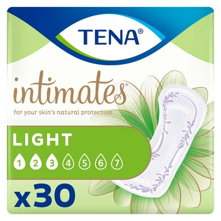 Tena Intimates Ultra Thin Light Incontinence Pads, Regular, 30 Ct