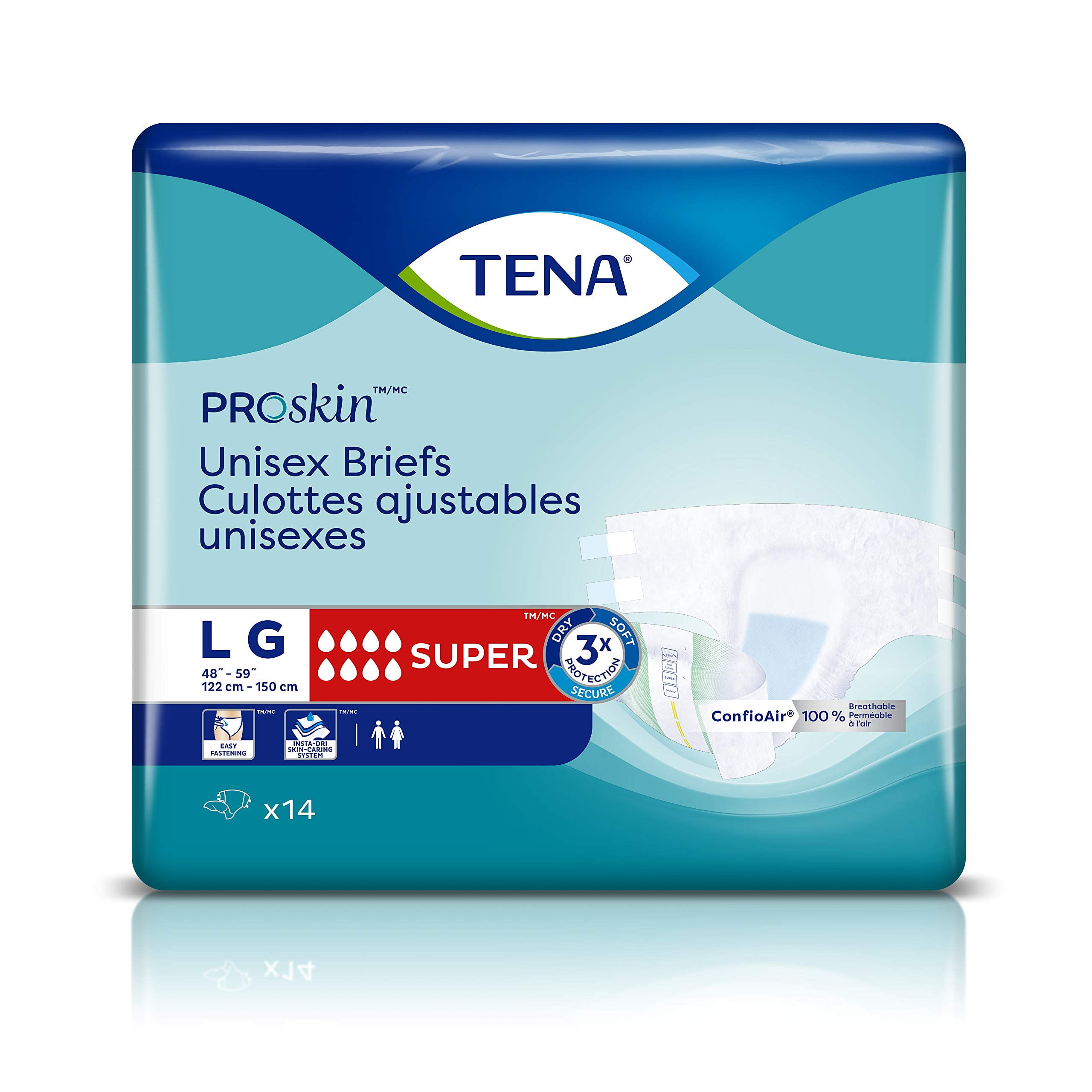 Tena ProSkin Unisex Adult Diapers Incontinence Protective Underwear, Large,  14 Count 