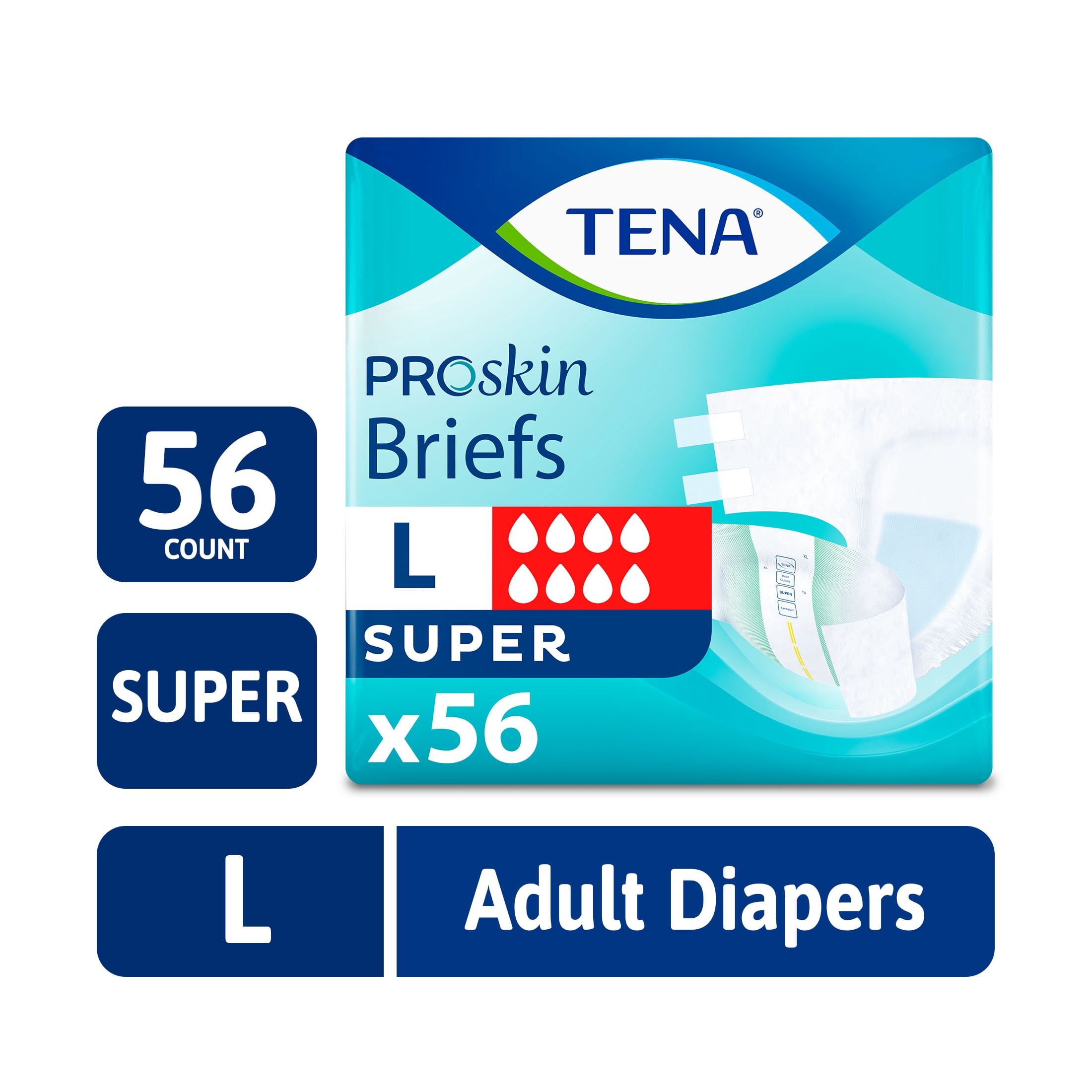TENA ProSkin Unisex Adult Diapers, Super Absorbency, Large, 14