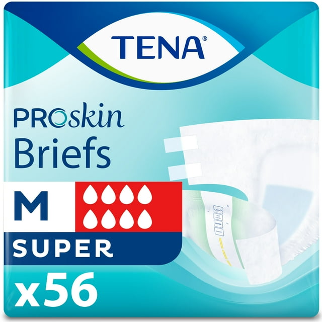 Tena ProSkin Unisex Adult Diapers, Maximum Absorbency, Medium, 56 Ct