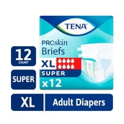 TENA ProSkin Unisex Adult Diapers, Super Absorbency, XL, 12 Count