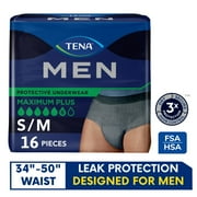 TENA Incontinence/Bladder Control Underwear for Men, Protective, Maximum Plus, Small/Medium, 16 count (Packaging May Vary)