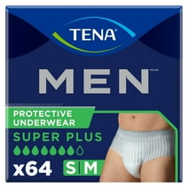 Tena Protective Incontinence Underwear for Men, Small/Medium, 64 Ct