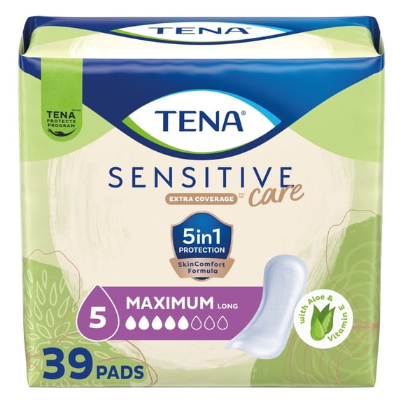 Tena Sensitive Care Extra Coverage Long Pads, 39 Ea..