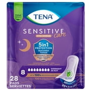 TENA Sensitive Care Overnight Incontinence Pads Women, Extra Coverage, 28ct