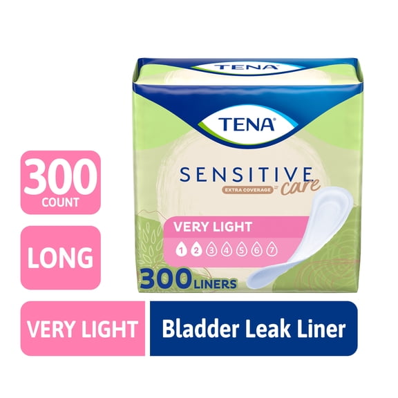 TENA Sensitive Care Extra Coverage Very Light Bladder Leakage Liner, 300 Count
