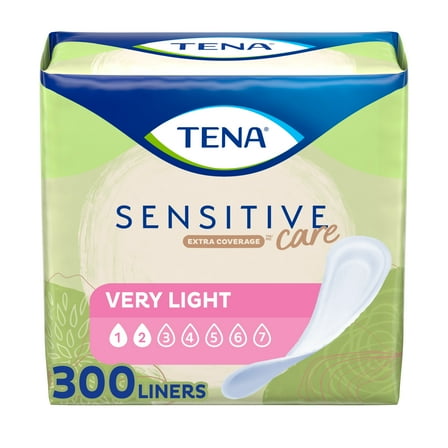 Tena Sensitive Care Extra Coverage Very Light Bladder Leakage Liner, 300 Ct