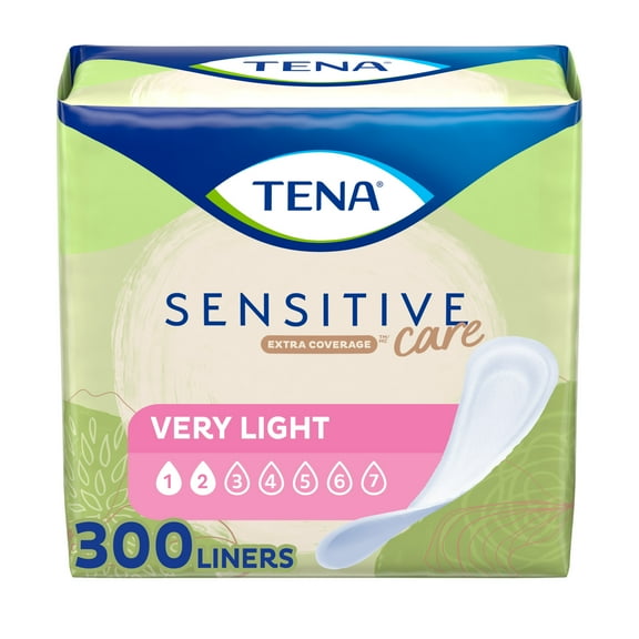 Tena Sensitive Care Extra Coverage Very Light Bladder Leakage Liner, 300 Ct