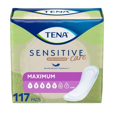 Tena Sensitive Care Maximum Absorbency Long Incontinence Pads for Women, 117 Count