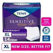 TENA Sensitive Care Overnight Underwear, XL, 14 Count (Waist size 39in-52in)