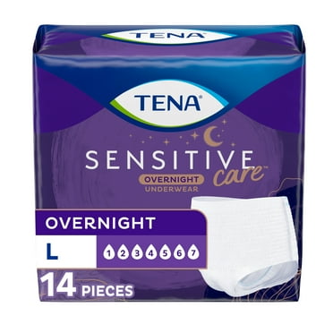 TENA Sensitive Care Overnight Incontinence Underwear for Women Large(14 Count)