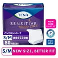 thumbnail image 1 of TENA Sensitive Care Overnight Incontinence Underwear for Women, Bladder Control and Postpartum, Small/Medium, 80 count (Waist size: 25in-35in), 1 of 7