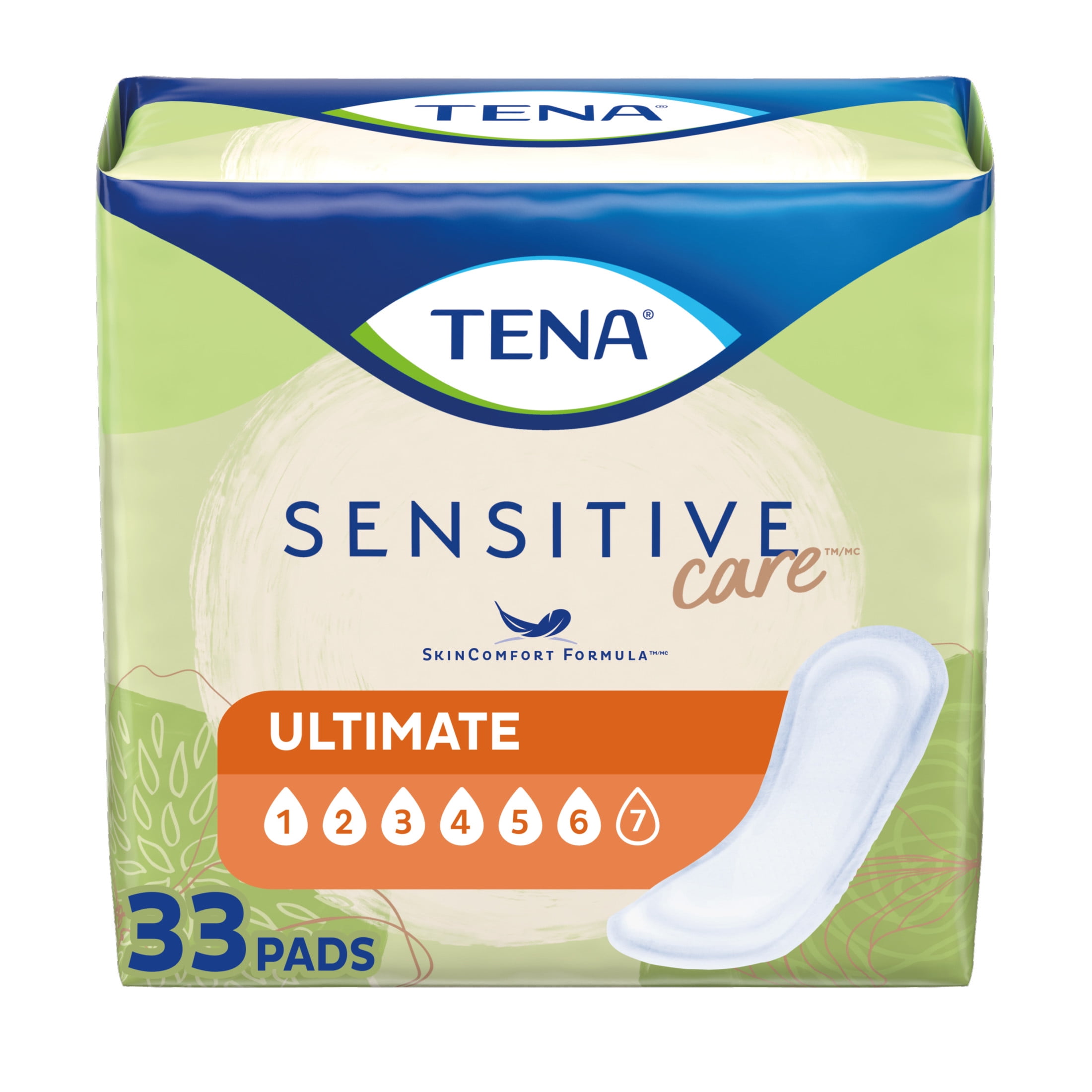 Tena Sensitive Care Ultimate Absorbency Incontinence Pad for Women, 33ct