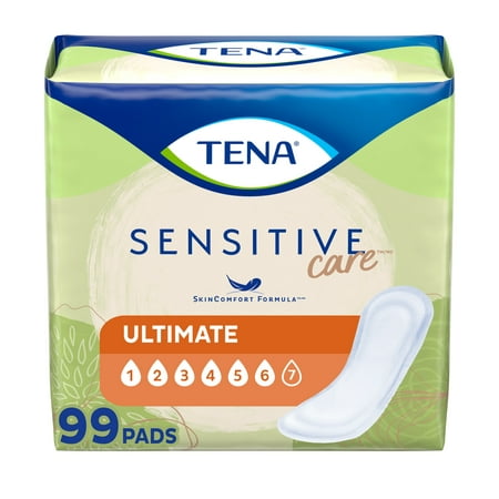 Tena Sensitive Care Ultimate Absorbency Incontinence Pad for Women, 99Ct