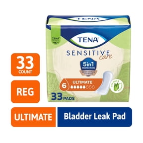 TENA Sensitive Care Ultimate Absorbency Incontinence Pad for Women, 33ct