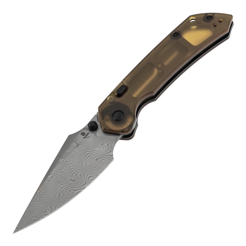 Tenable Fenrir Folding Pocket Knives 3.4“ Damacus Blade,Amber PEI Handle,B1034H6