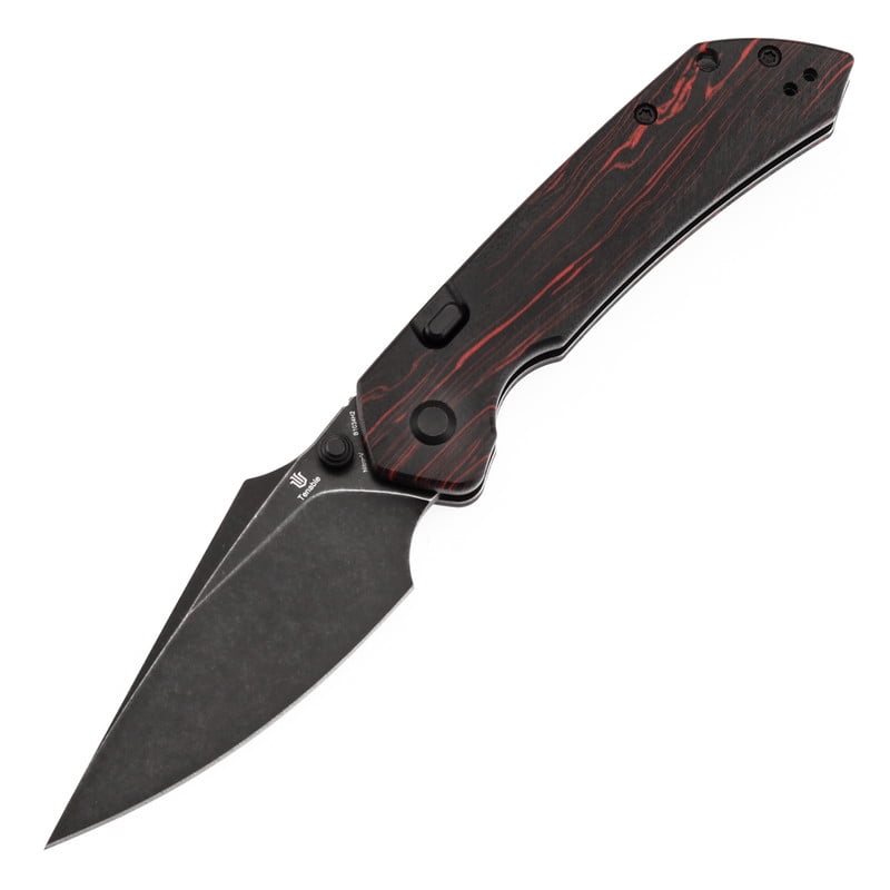 Tenable Fenrir Folding Pocket Knives 3.48“ Blackwashed Nitro-V Blade,Black & Red G-mascus Handle,B1034H2