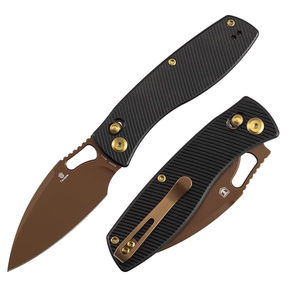 Tenable Heron Folding knife,Rose Gold Nitro V,Black Aluminum Handle,Johan Jordaan Designers,B2124V2