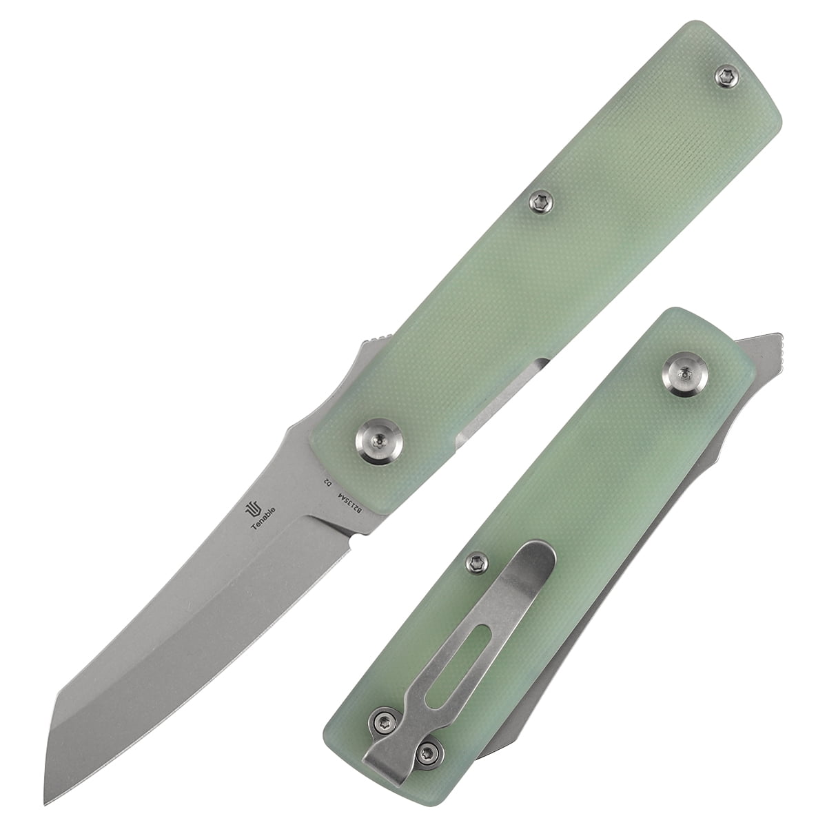 Tenable Higonokami Folding Pocket Knife,3.02'' Stonewashed D2 Blade,Jade G10 Handle,B2135A4