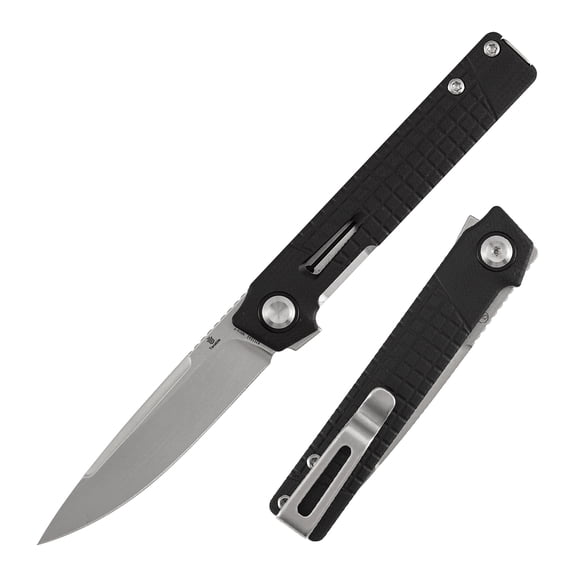 Tenable Kitpu Folding Pocket Knife,2.9'' Stonewashed Nitro-V Blade,Black G10 with Frag Pattern Handle,B2123A3