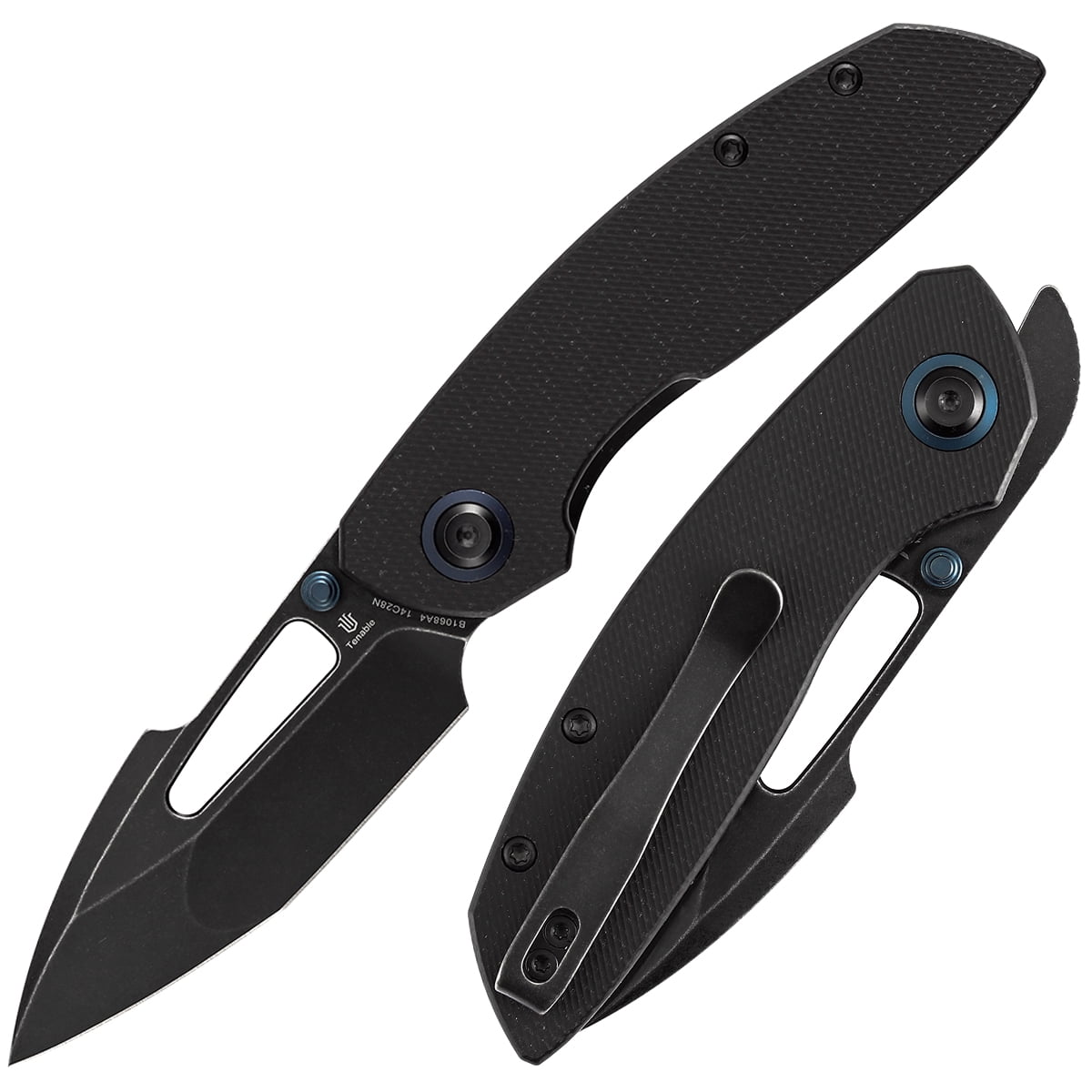 Tenable Link Folding Knife 3.0" Blackwash 14C28N Blade Black Micarta Handle B1068A4