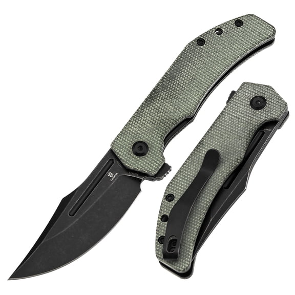 Tenable Orion Pocket Knife,Blackwashed 14C28N Blade,Green Micarta Handle,B1089A3